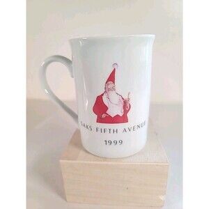 Vintage Saks Fifth Avenue 1999 William Joyce Christmas Ceramic Mug 4-in tall